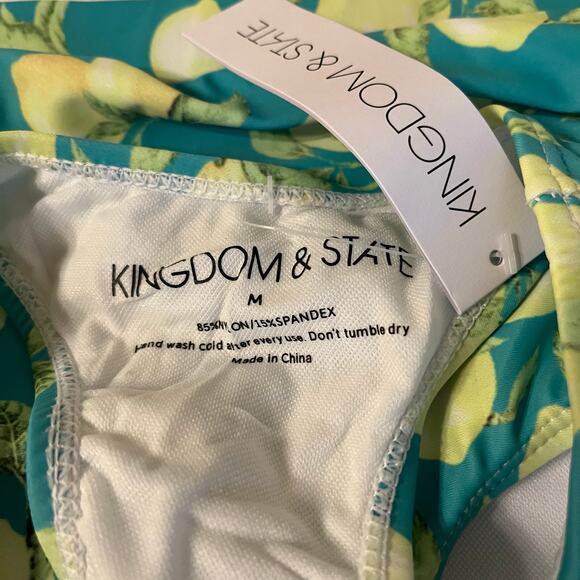 Tankini Cut Out Top with Lemon Print in Green and Yellow Size Medium - Picture 5 of 5